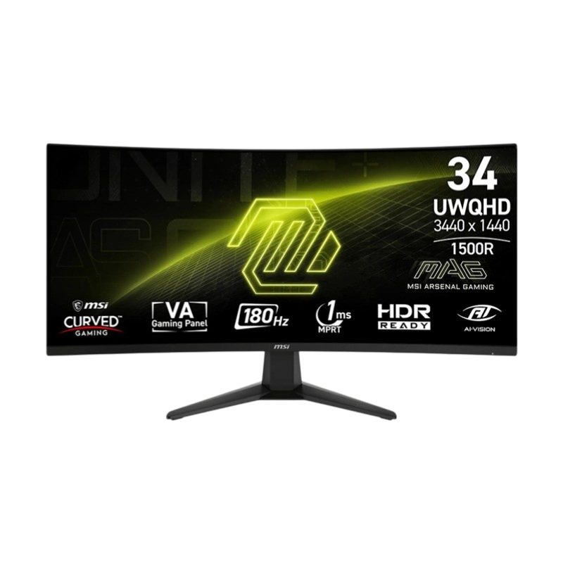 Monitor curvo ultrawide msi mag 346cq uwqhd panel va 34p 180hz 1ms mprt hdmi x2 dp hdr amd freesync premium